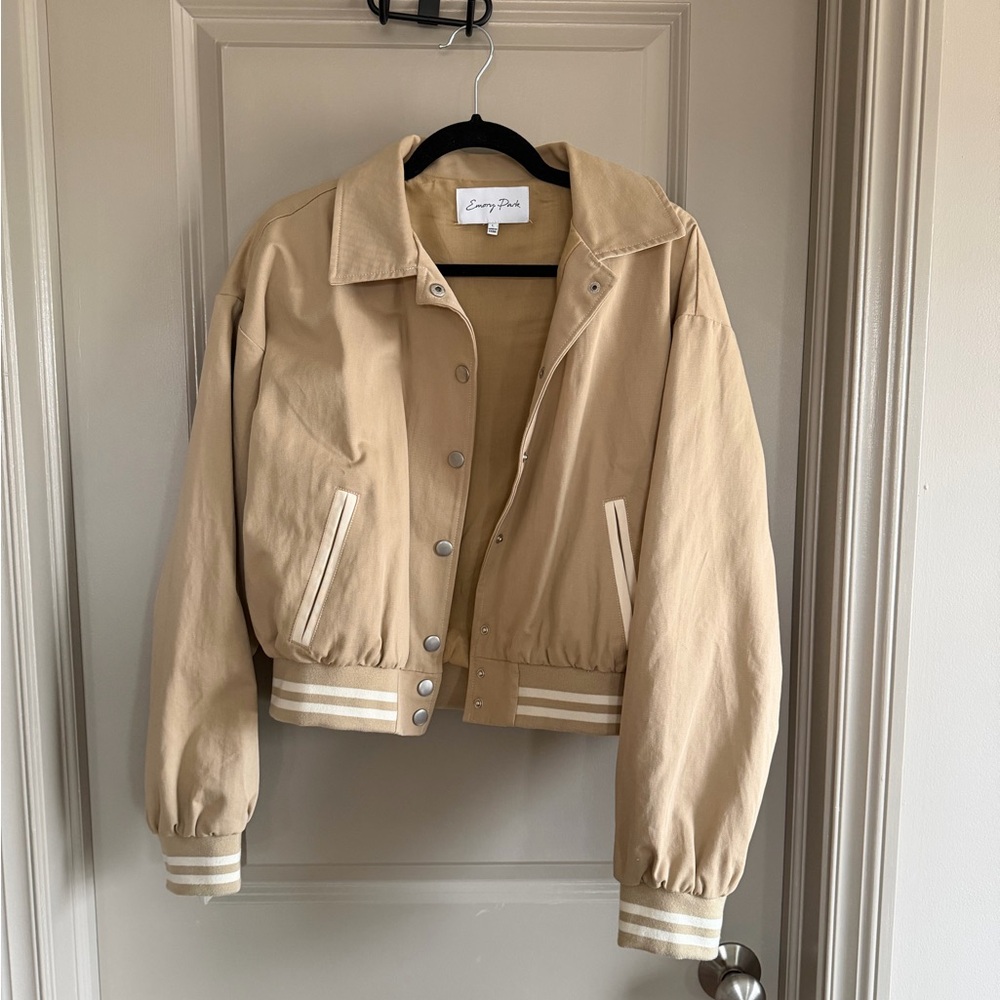 Emory Park Beige Varsity Jacket